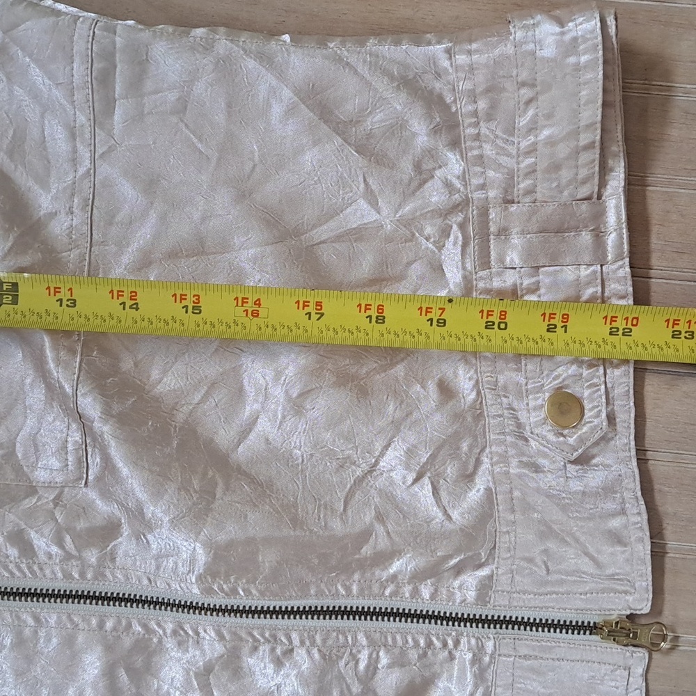 Spanner Stylish Cream Lightweight Sheen Zip Up Bomber Jacket with Pockets Shiny - Picture 10 of 11